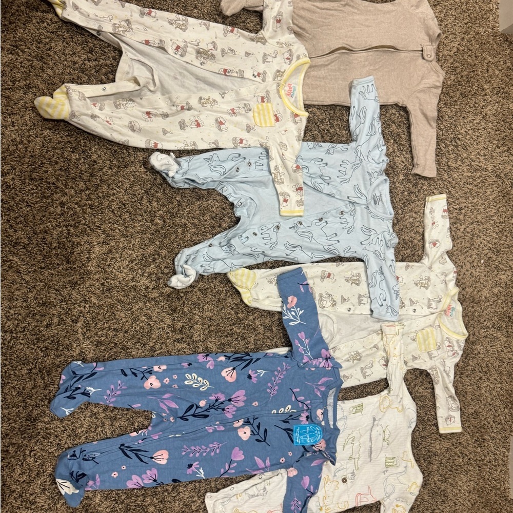 Baby Onesie Set with Animal and Floral Prints
